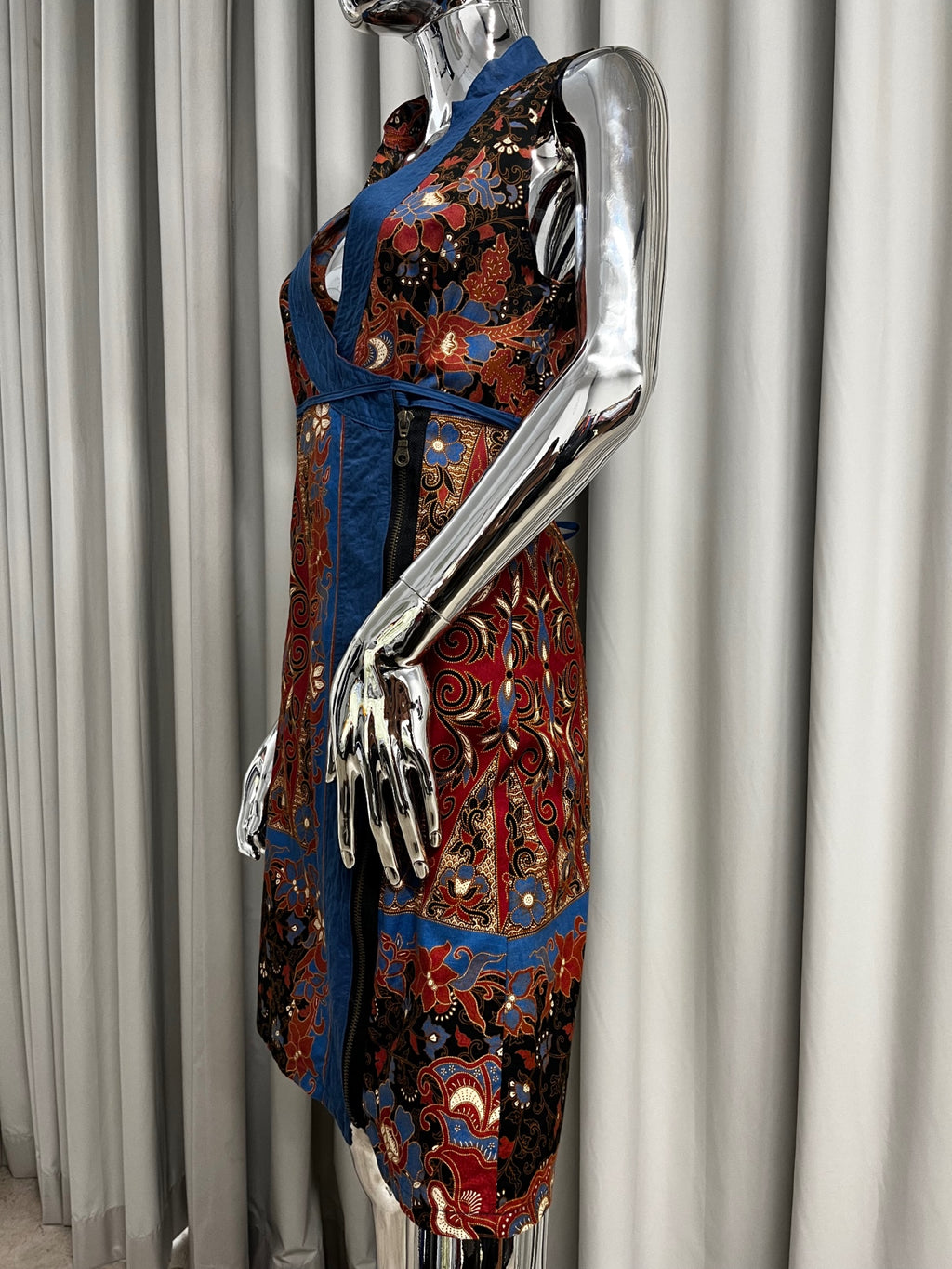 Blue & Red Wrap Dress