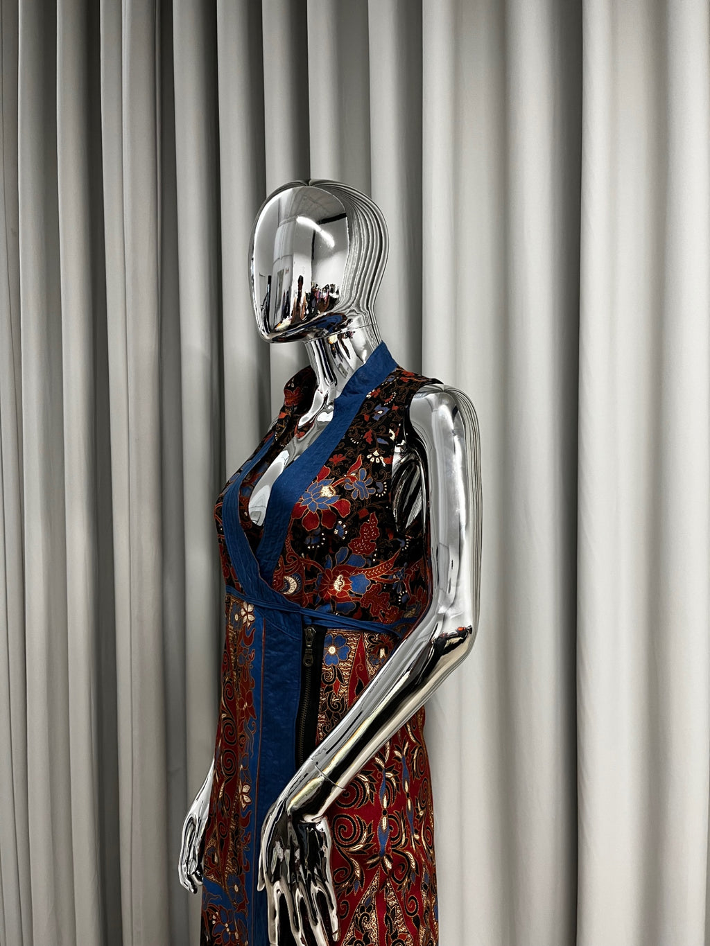 Blue & Red Wrap Dress