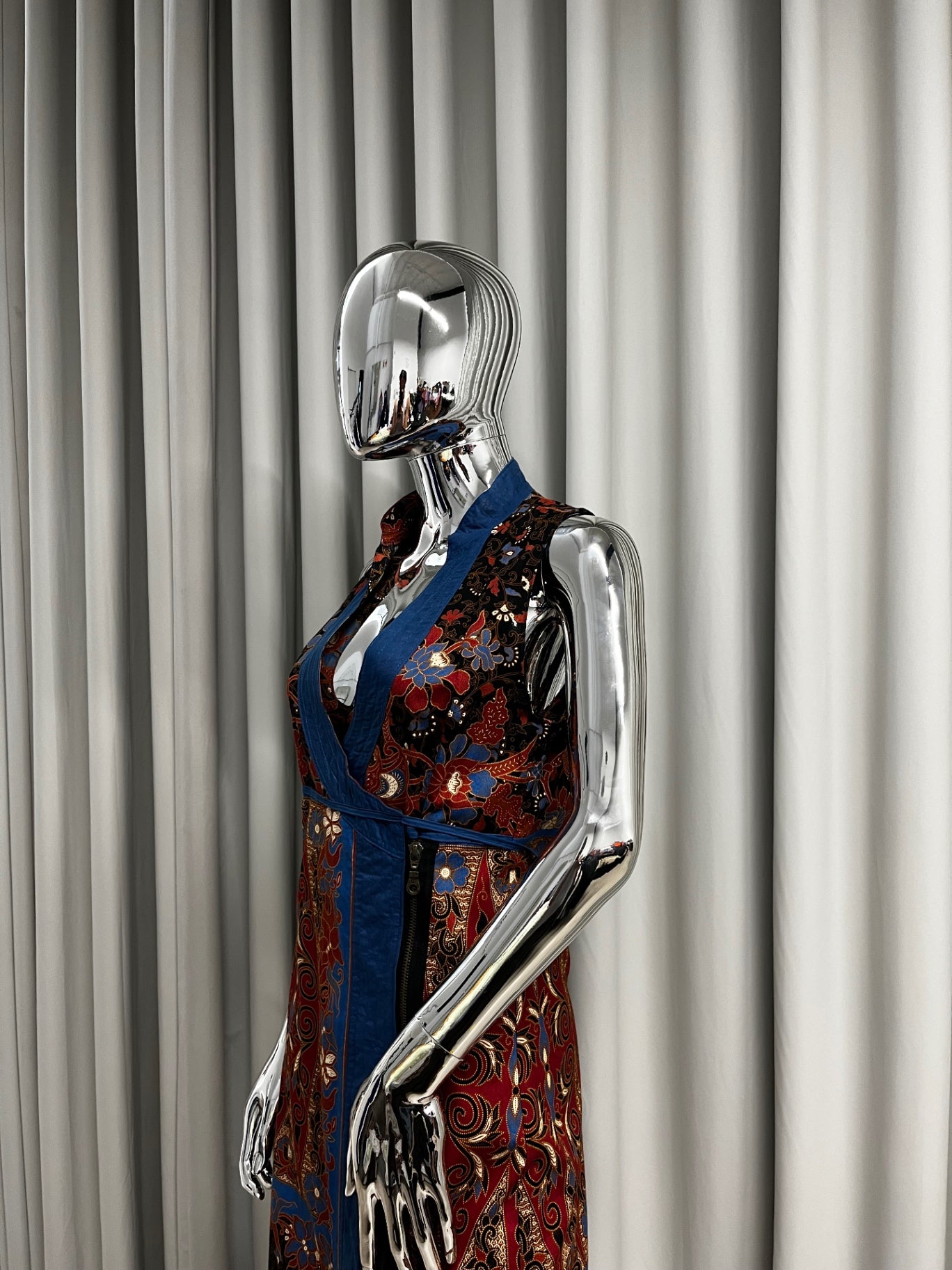 Blue & Red Wrap Dress