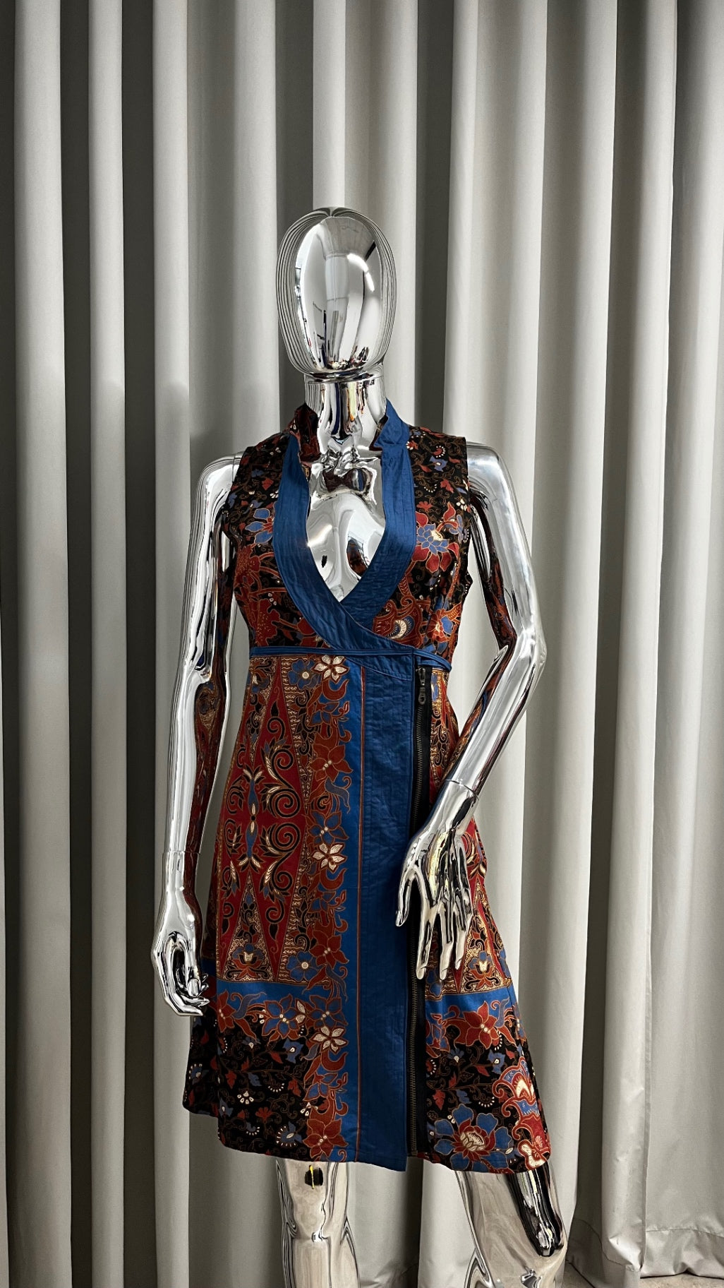 Blue & Red Wrap Dress