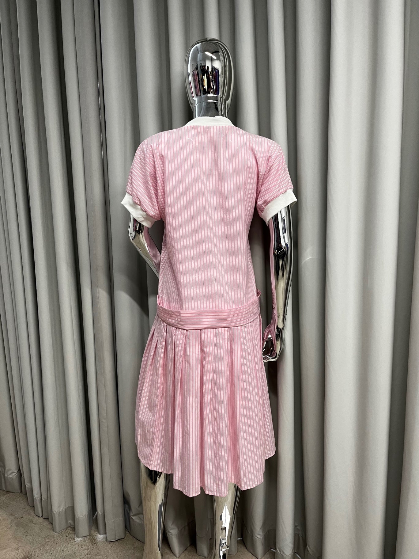 Pink Stripe V-neck Dress