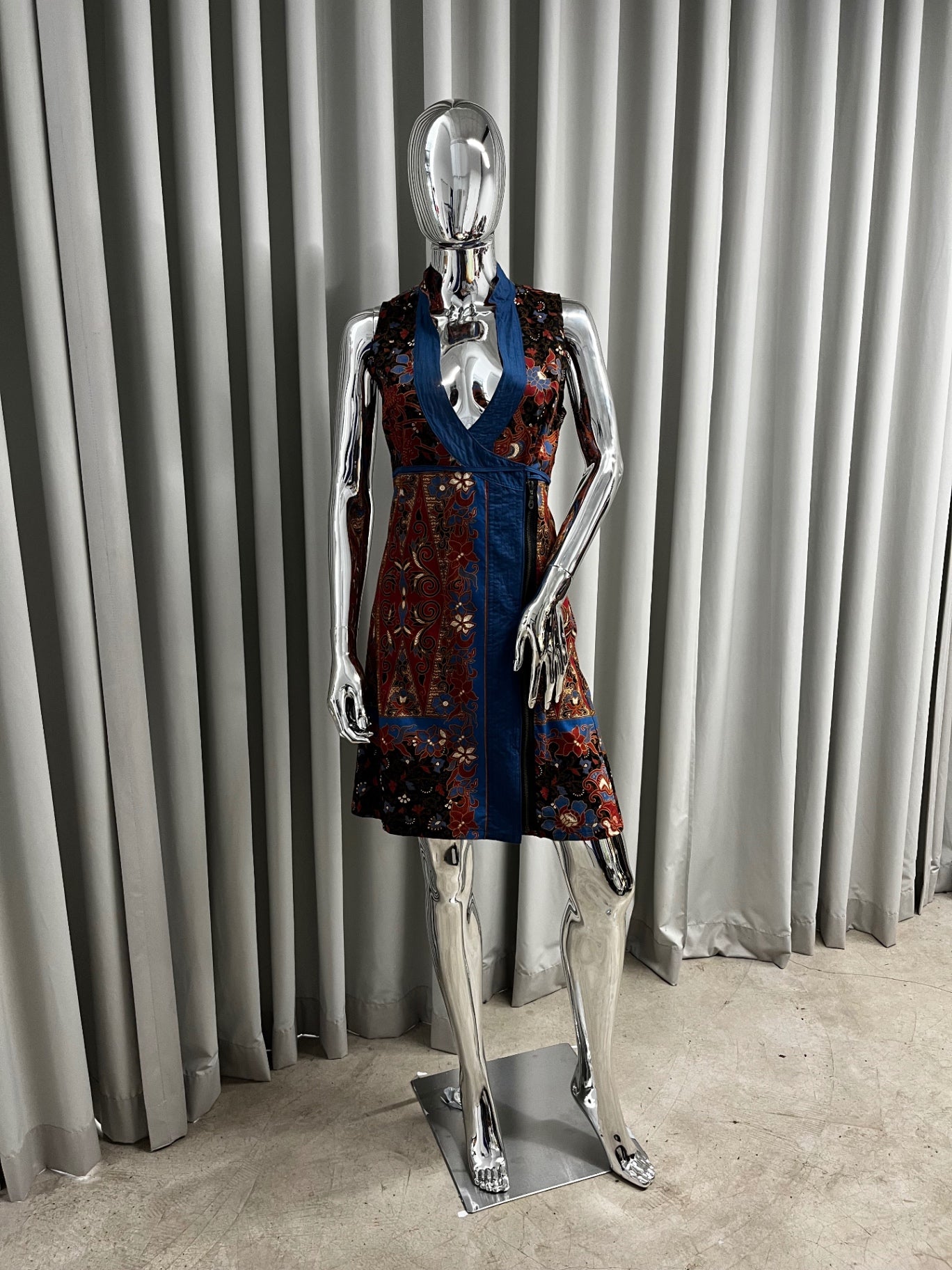 Blue & Red Wrap Dress