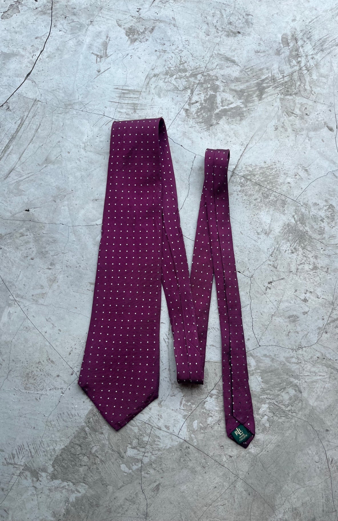 Lauren Ralph Lauren Maroon Polka Dot Tie