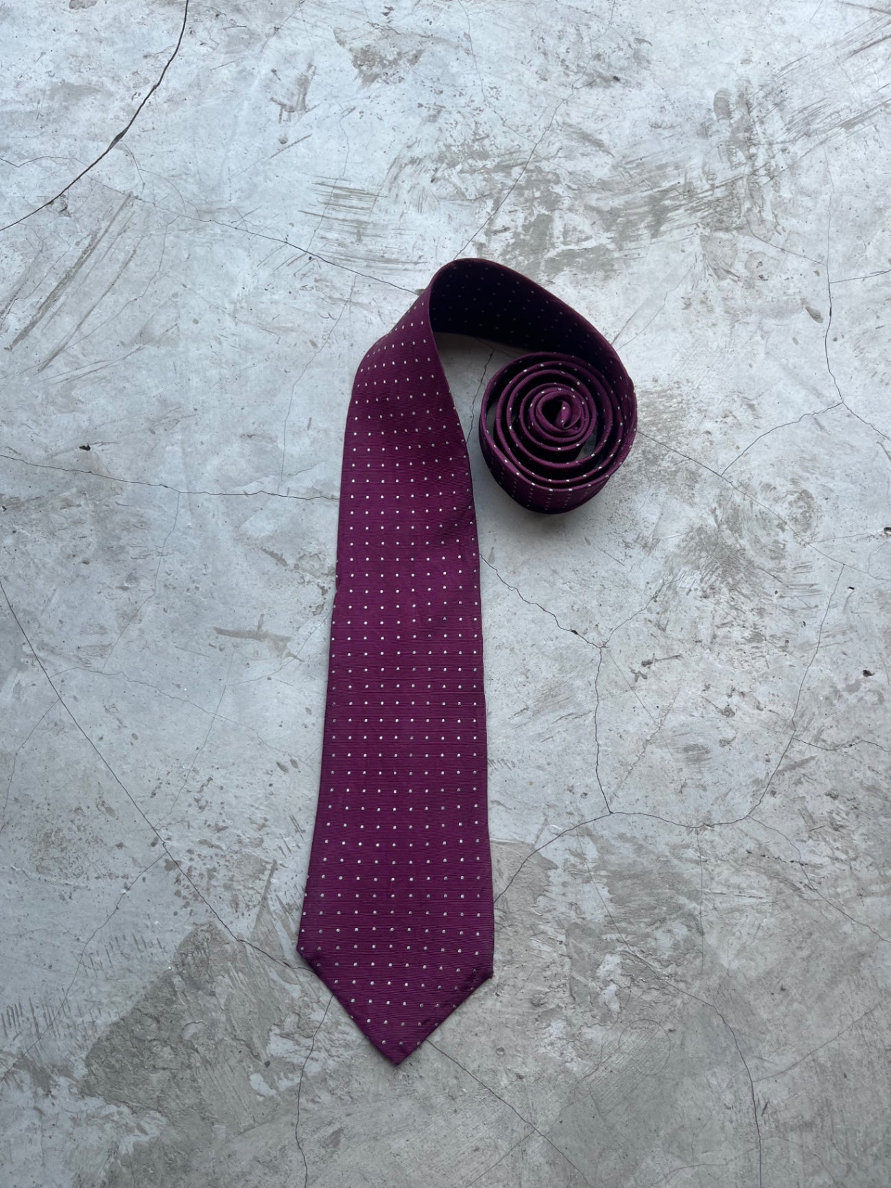 Lauren Ralph Lauren Maroon Polka Dot Tie