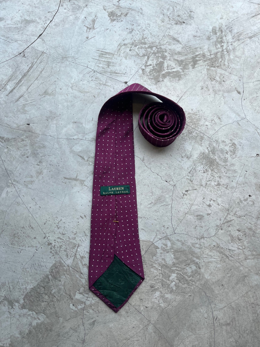 Lauren Ralph Lauren Maroon Polka Dot Tie