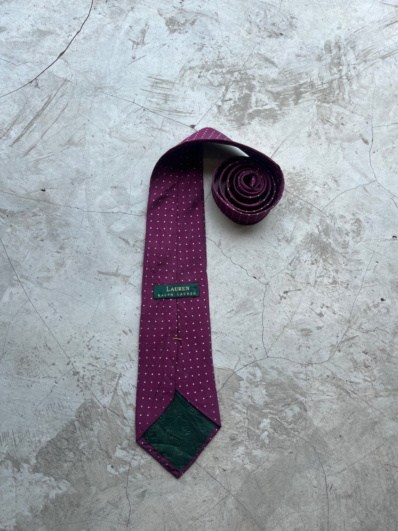 Lauren Ralph Lauren Maroon Polka Dot Tie