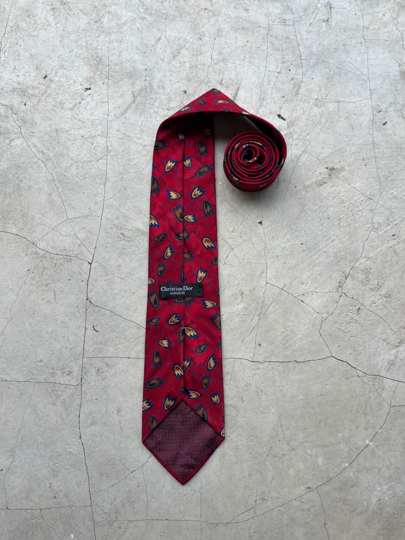 Christian Dior Monsieur Red Printed Tie