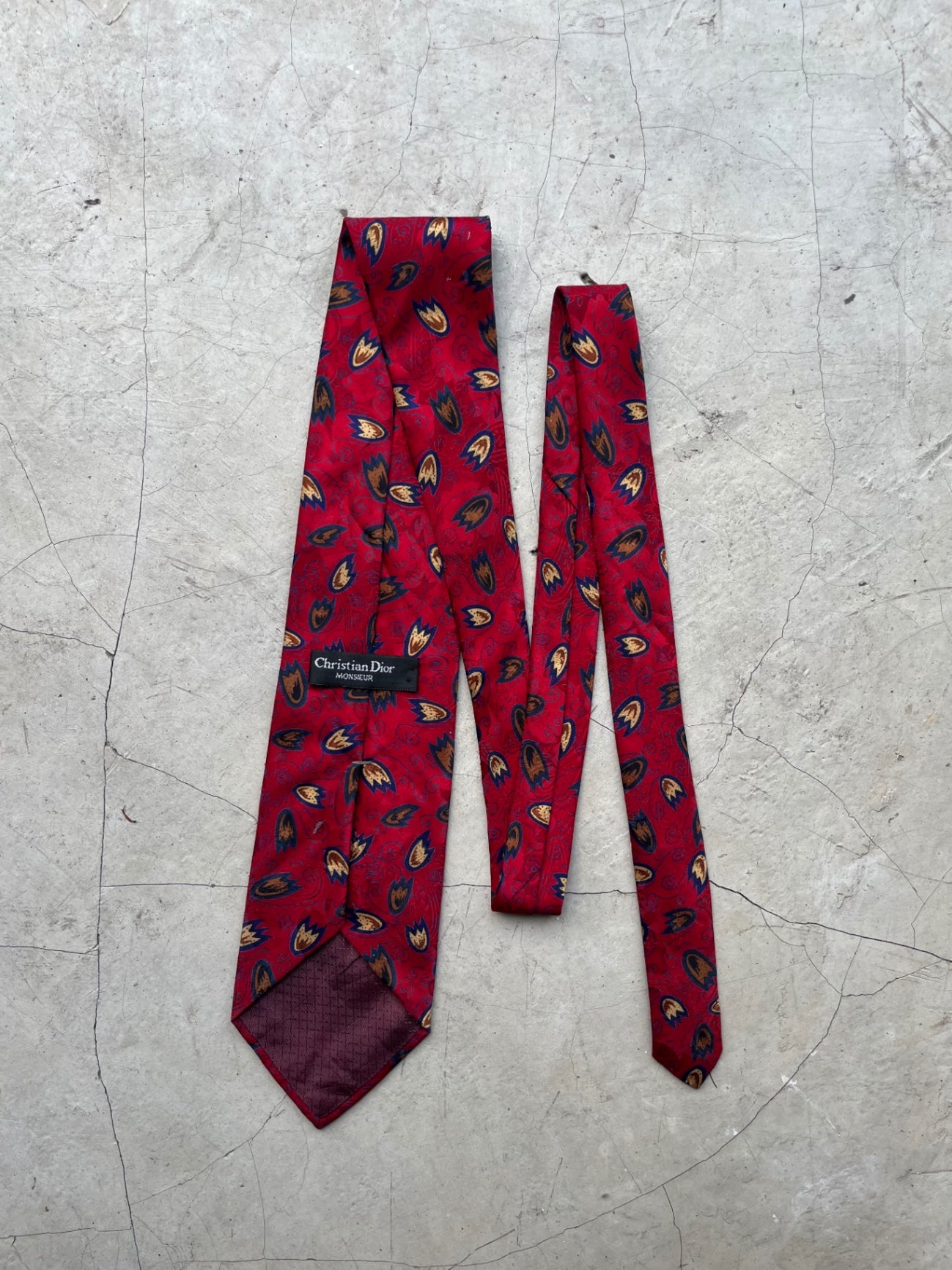 Christian Dior Monsieur Red Printed Tie