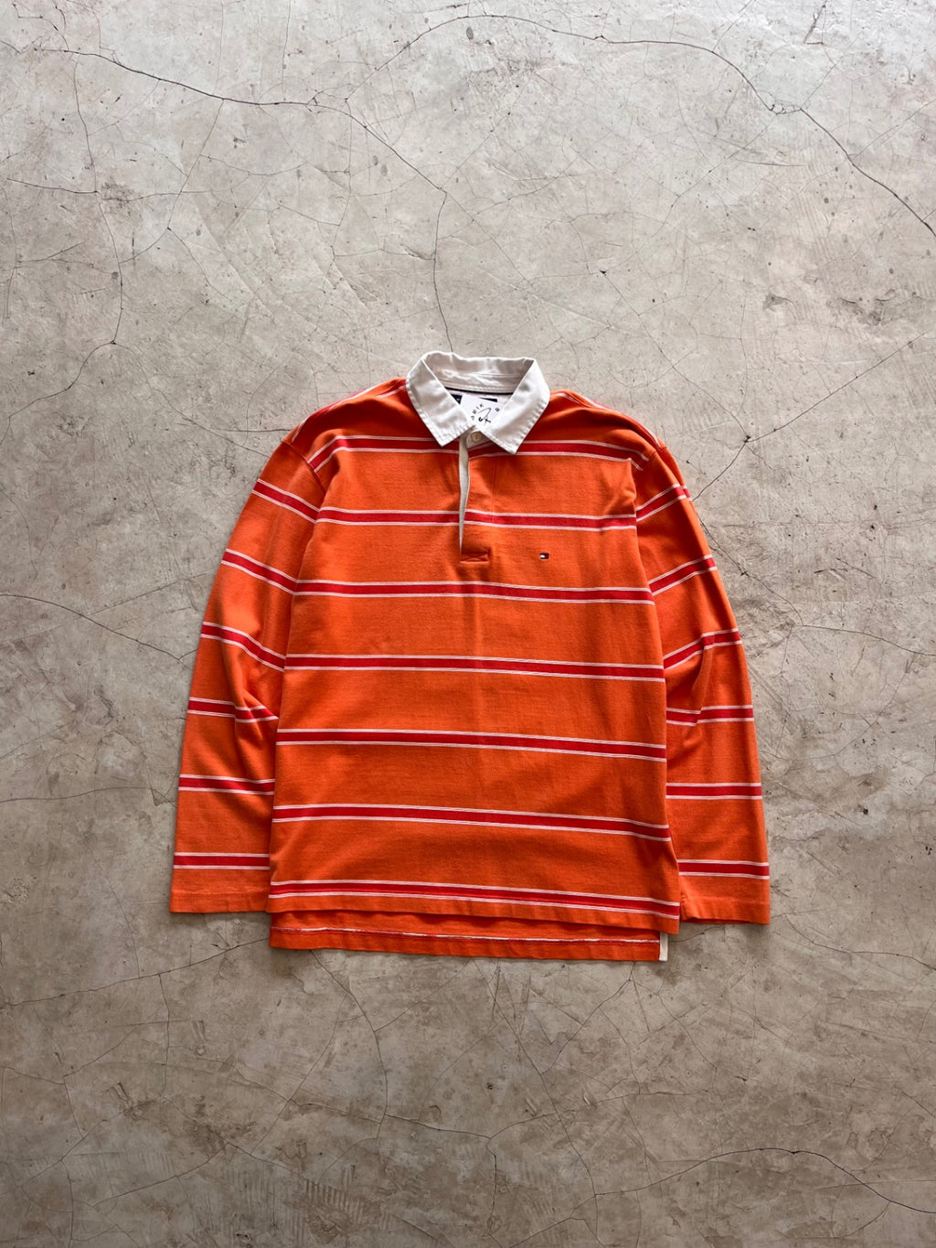 Tommy Hilfiger Orange Striped Rugby Shirt