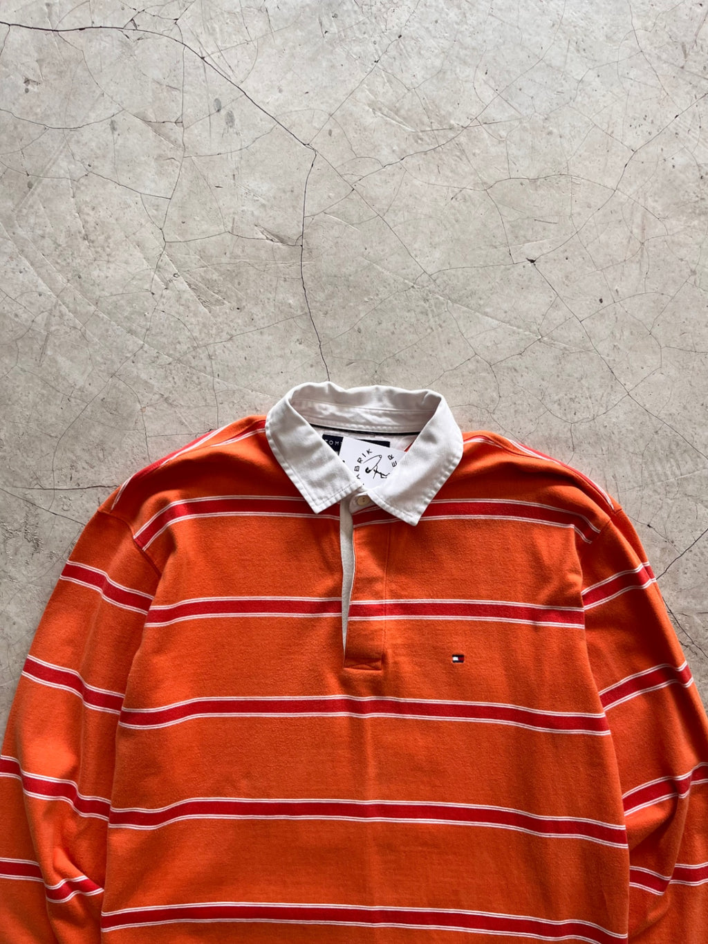 Tommy Hilfiger Orange Striped Rugby Shirt
