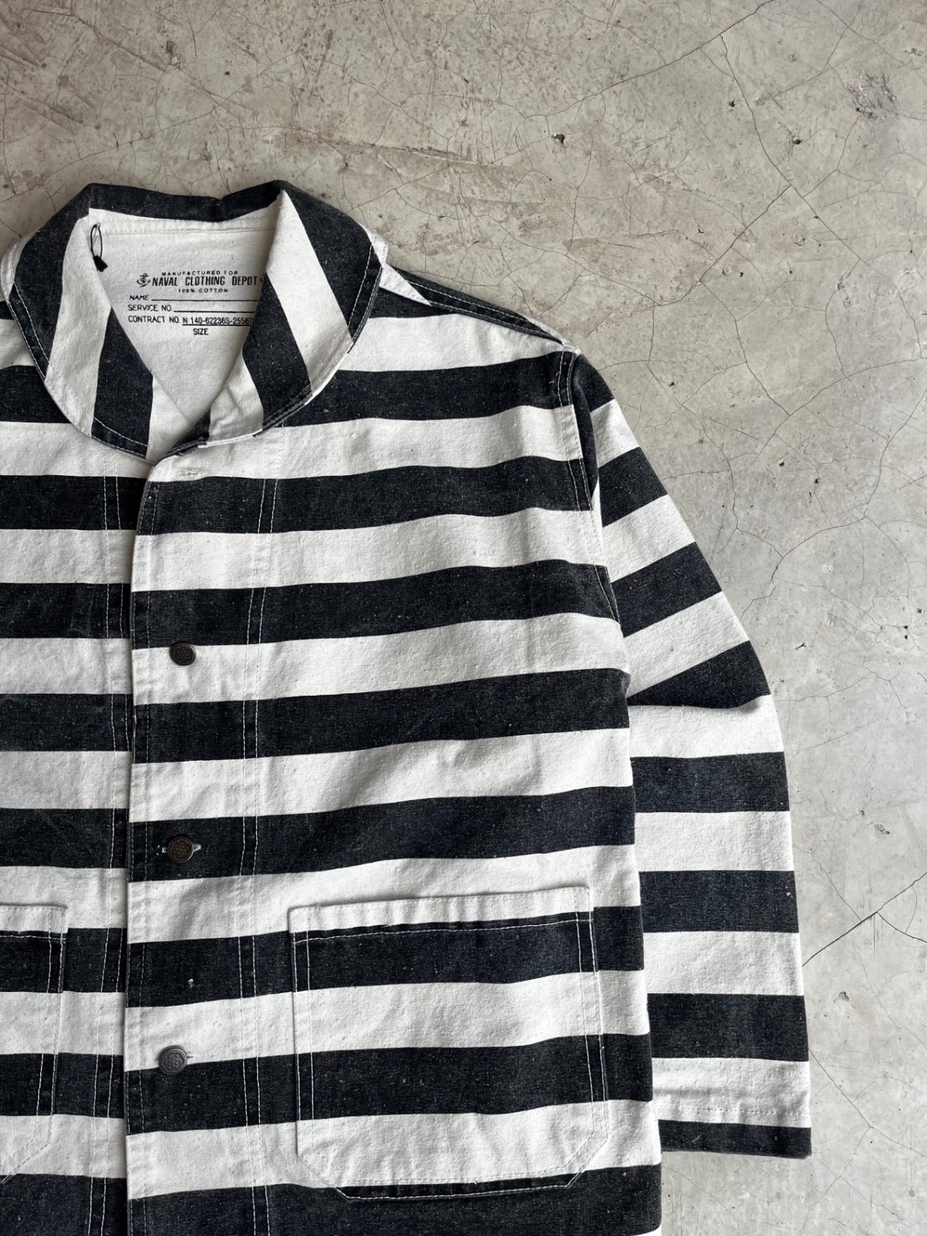 Black and White Striped Canvas Sailor Jacket