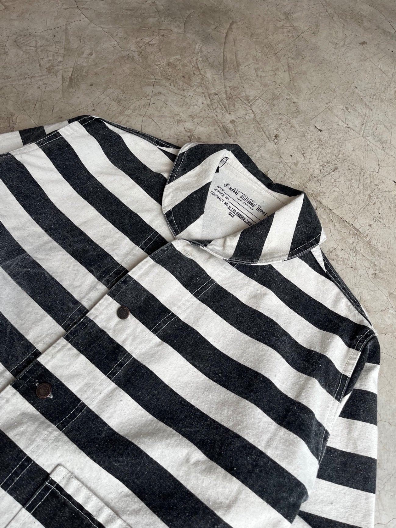 Black and White Striped Canvas Sailor Jacket