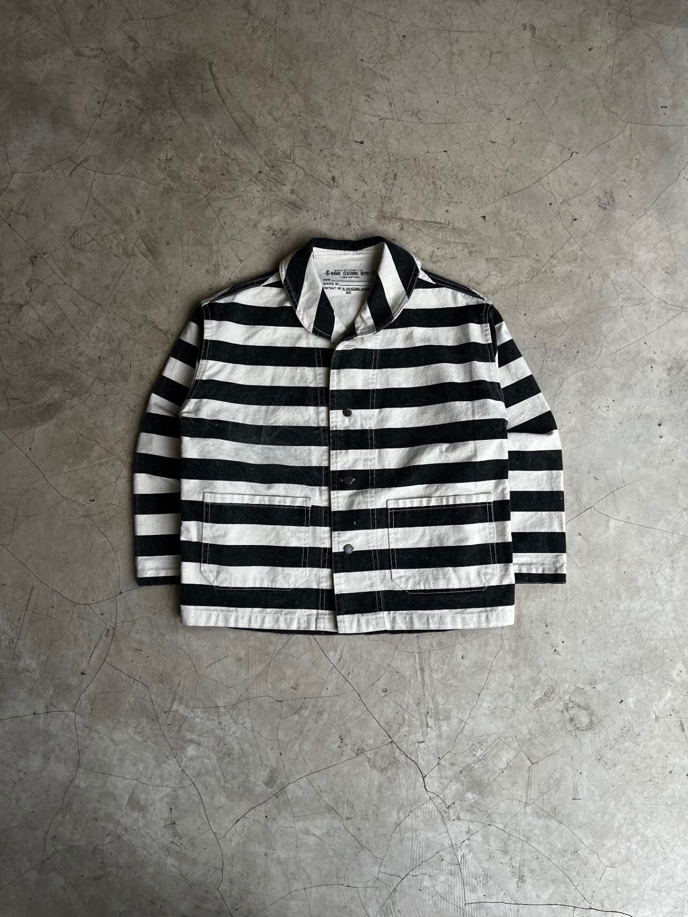 Black and White Striped Canvas Sailor Jacket