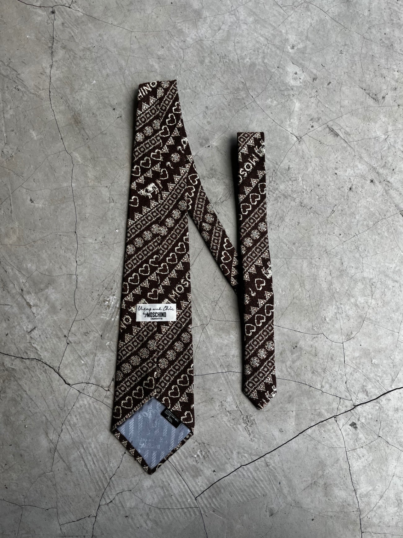Moschino Brown Hearts Tie
