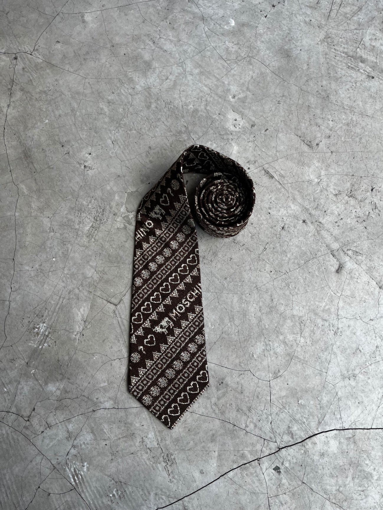 Moschino Brown Hearts Tie