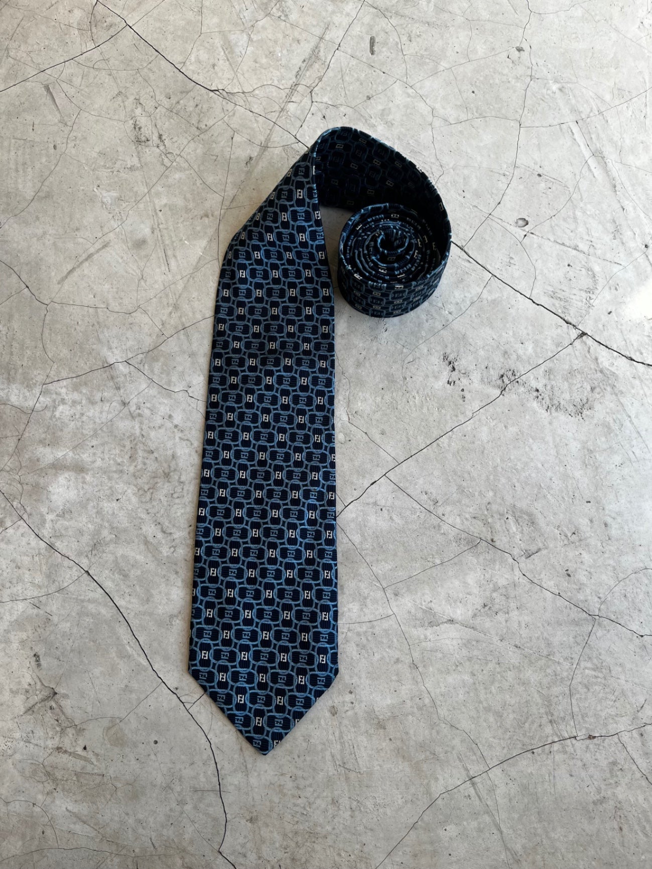 Fendi Navy Geometric Tie