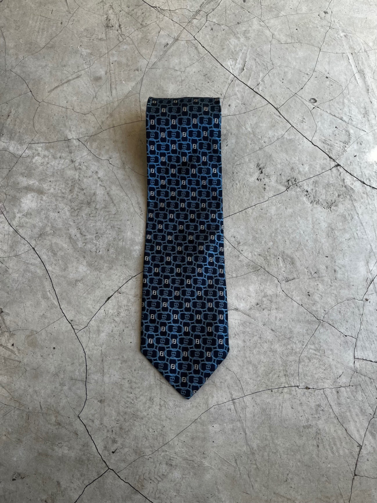 Fendi Navy Geometric Tie
