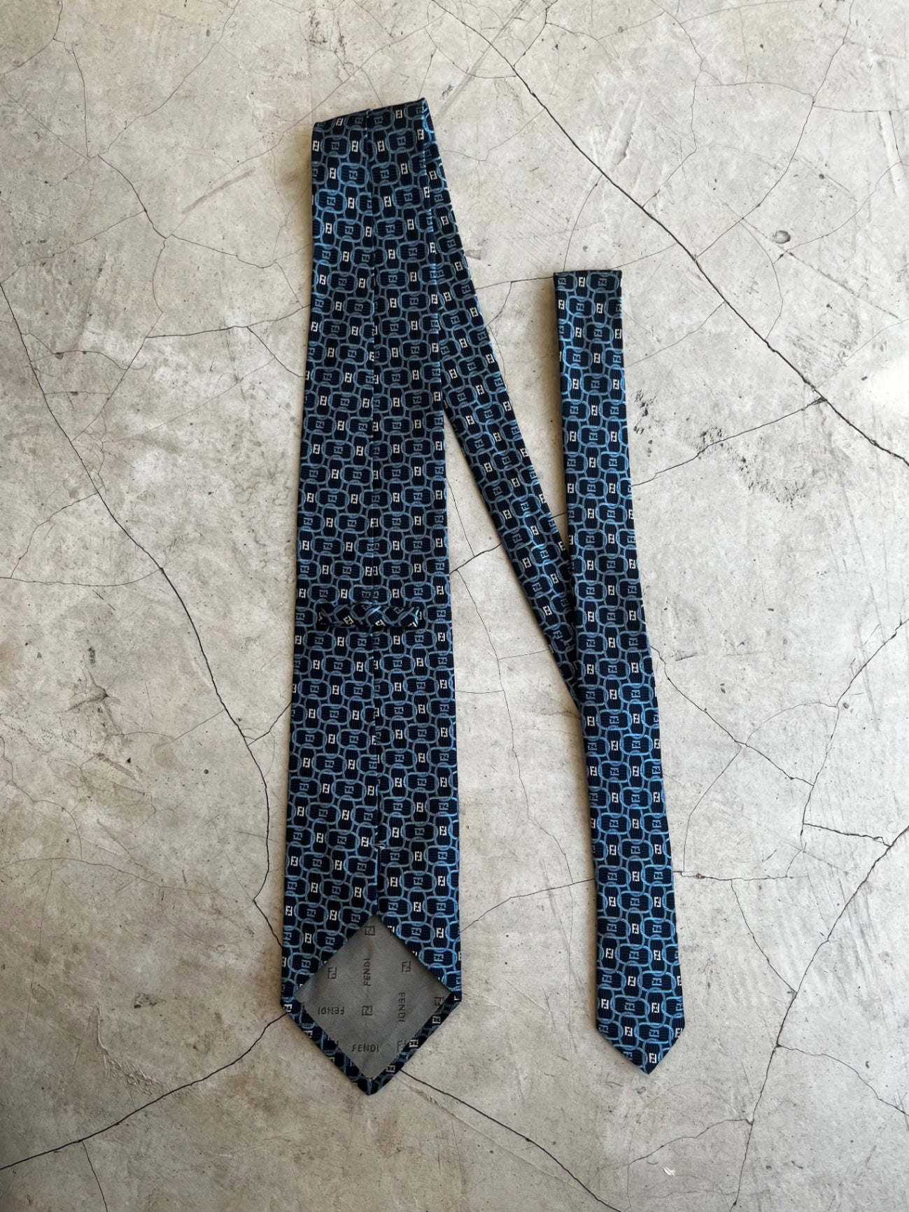 Fendi Navy Geometric Tie