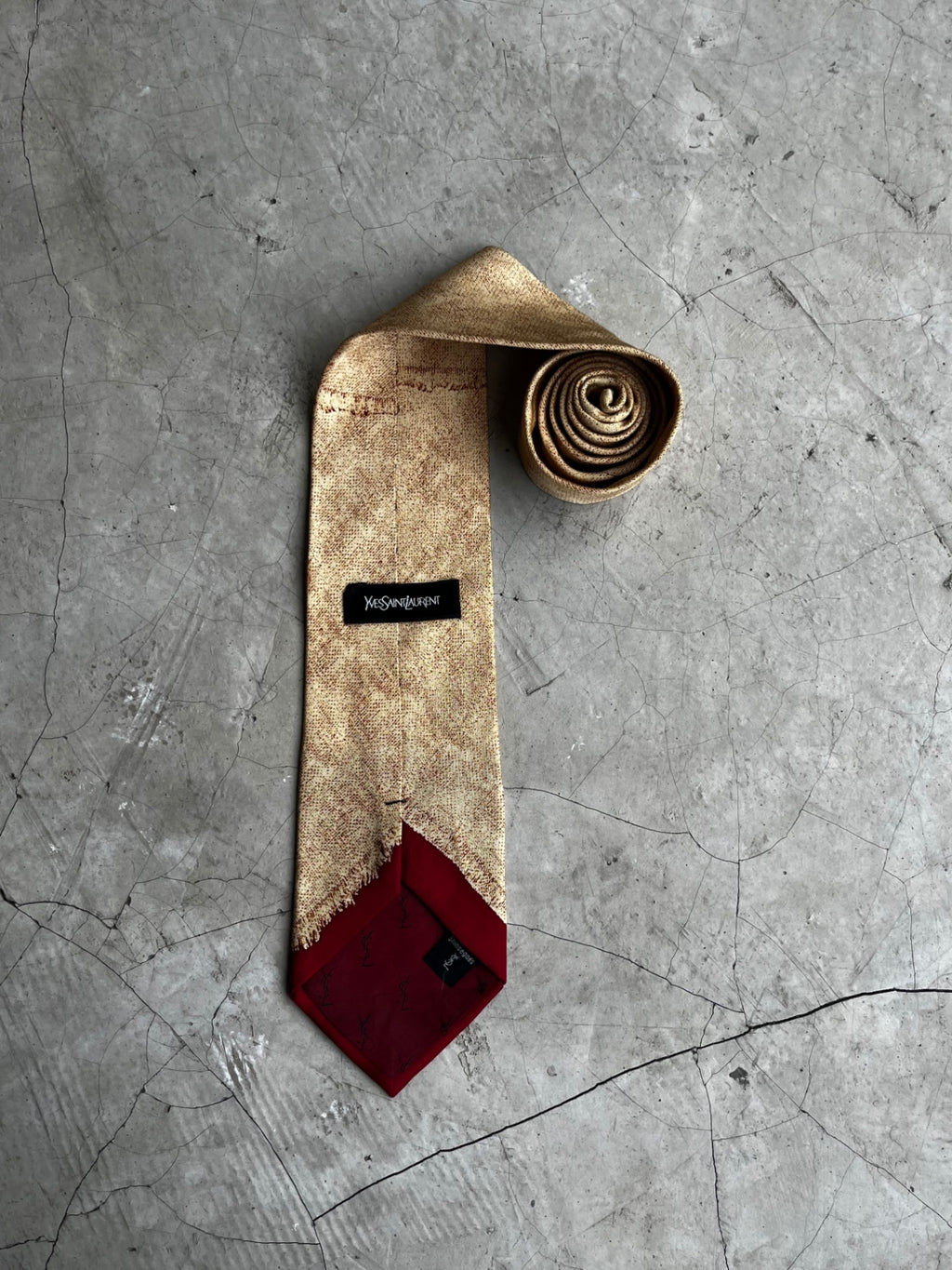 Yves Saint Laurent Beige Red Tip Tie