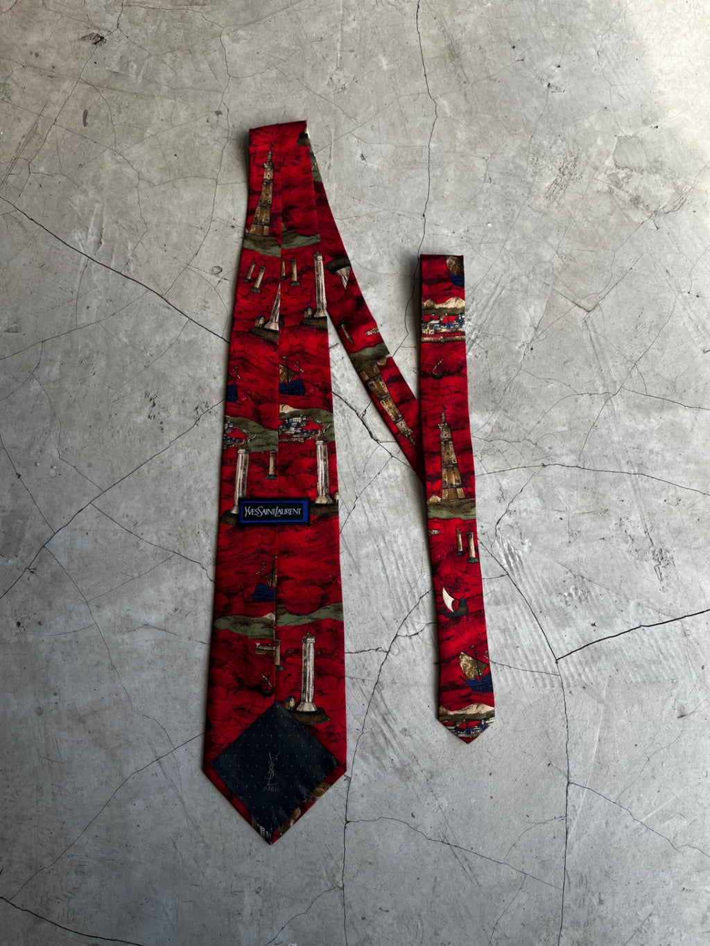 Yves Saint Laurent Red Printed Tie