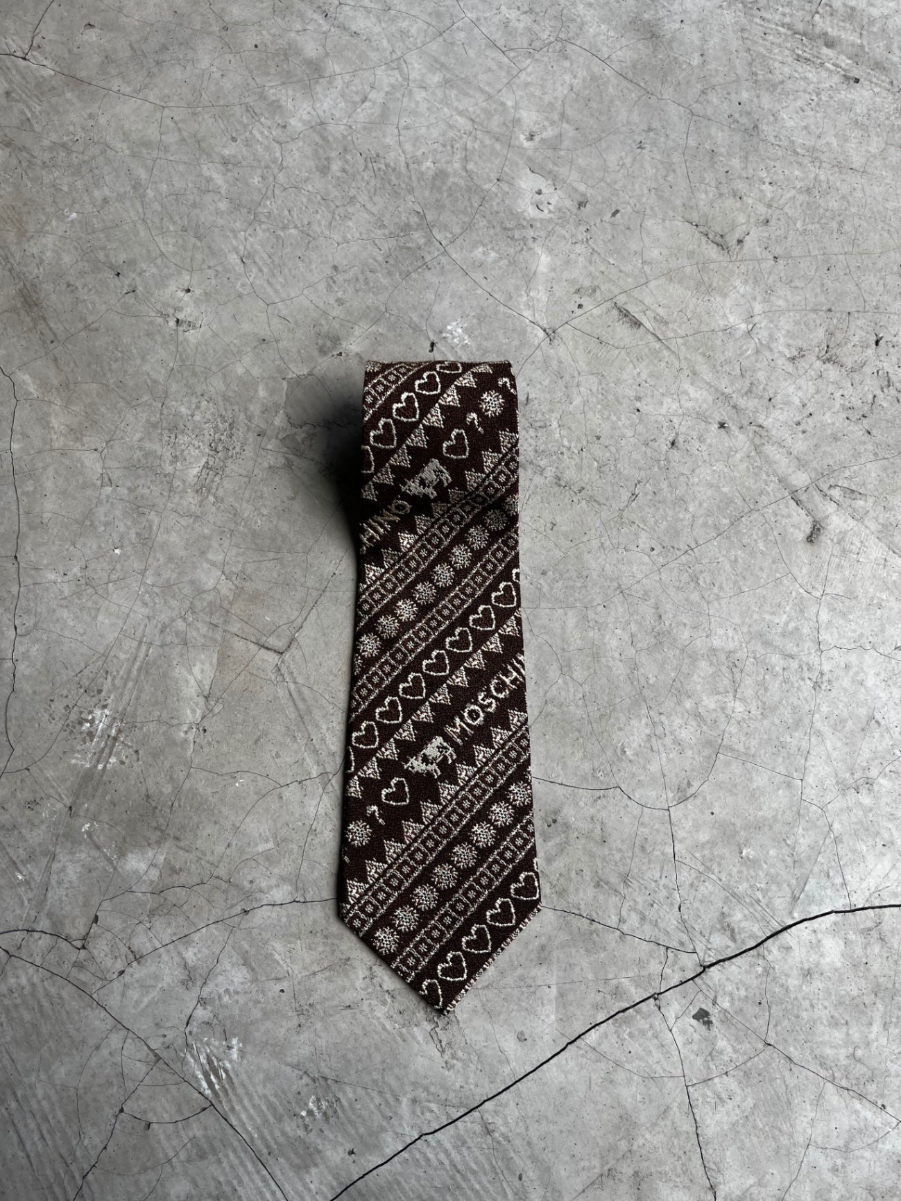 Moschino Brown Hearts Tie