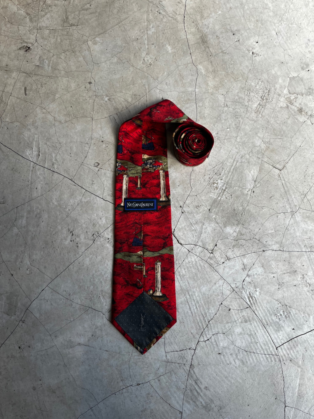 Yves Saint Laurent Red Printed Tie