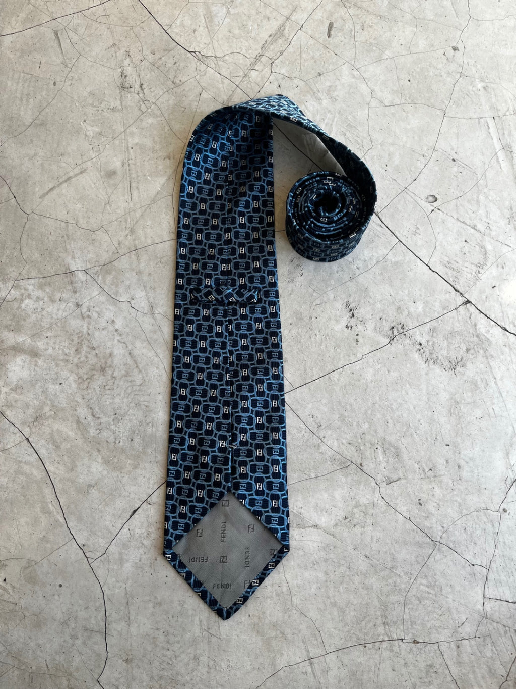 Fendi Navy Geometric Tie