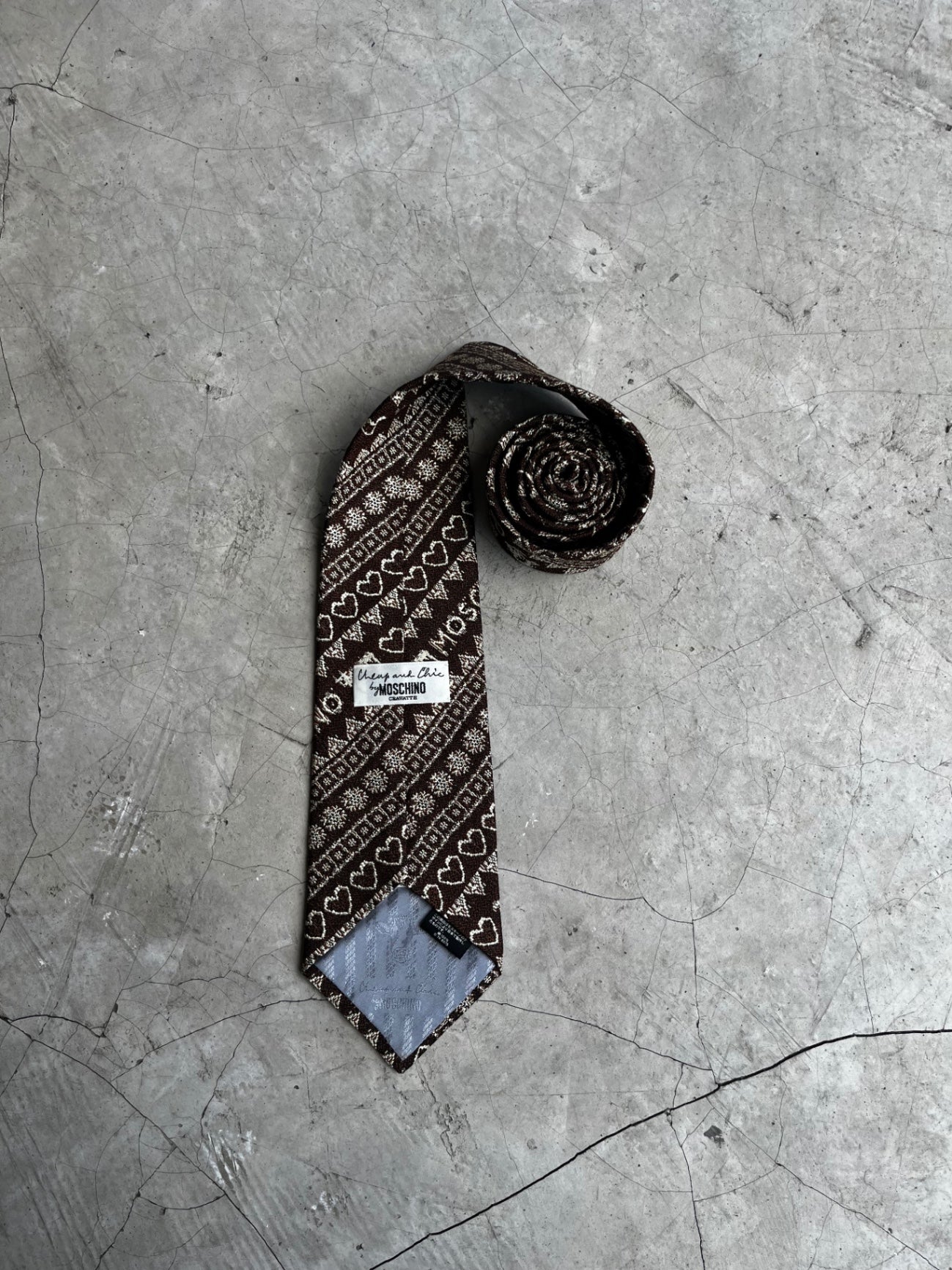 Moschino Brown Hearts Tie