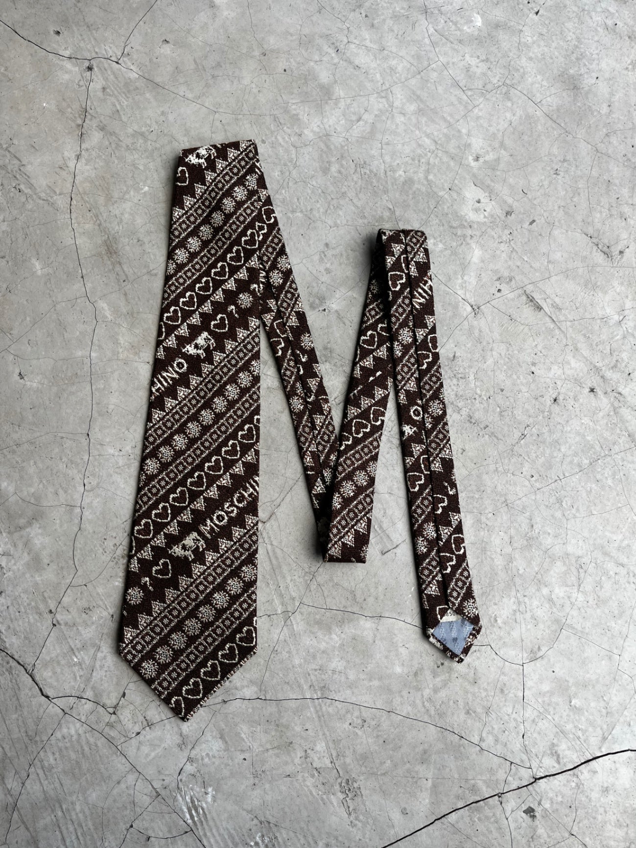Moschino Brown Hearts Tie