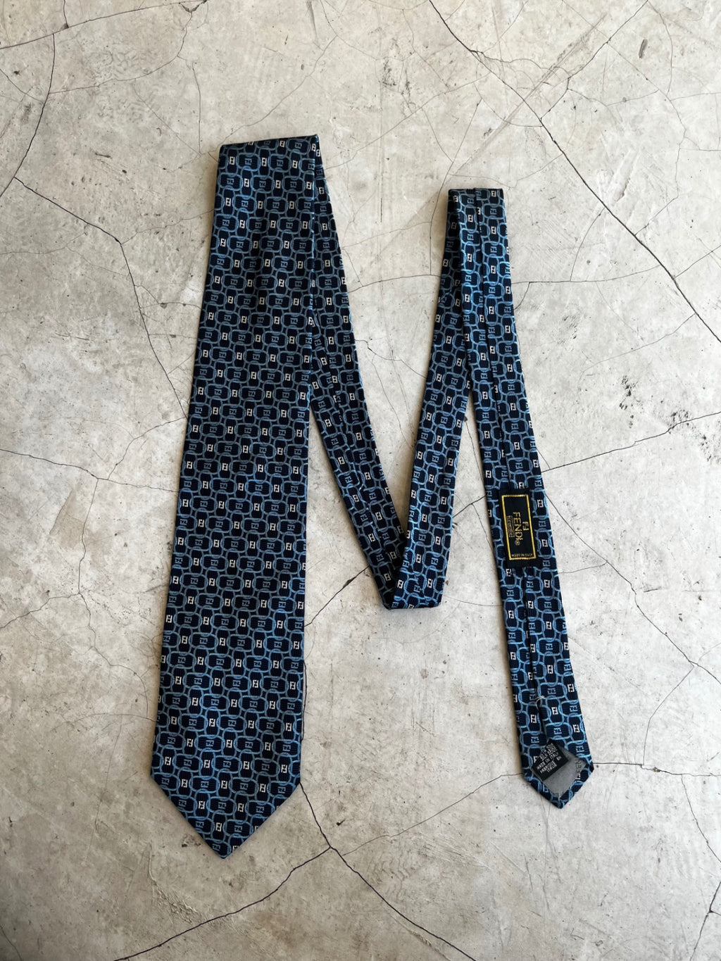 Fendi Navy Geometric Tie