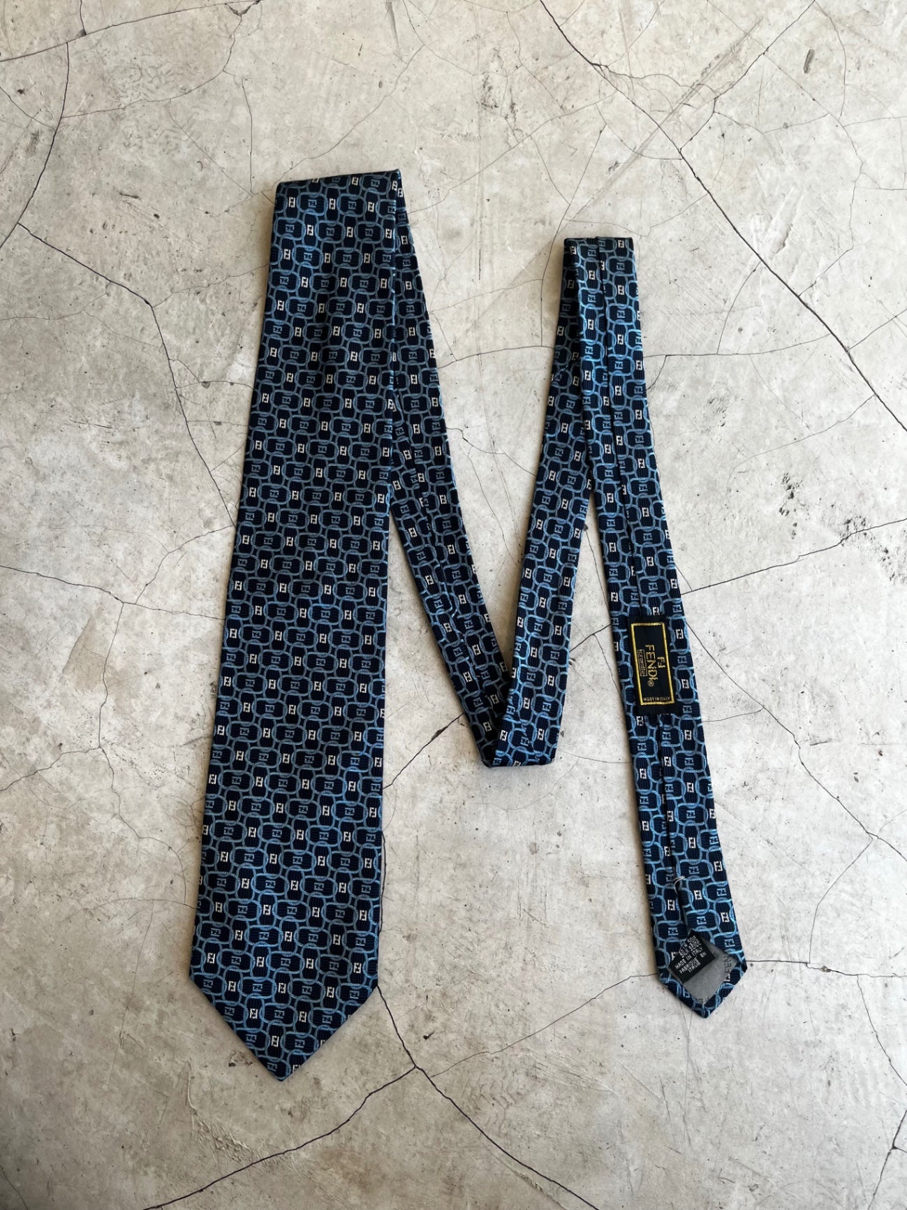 Fendi Navy Geometric Tie