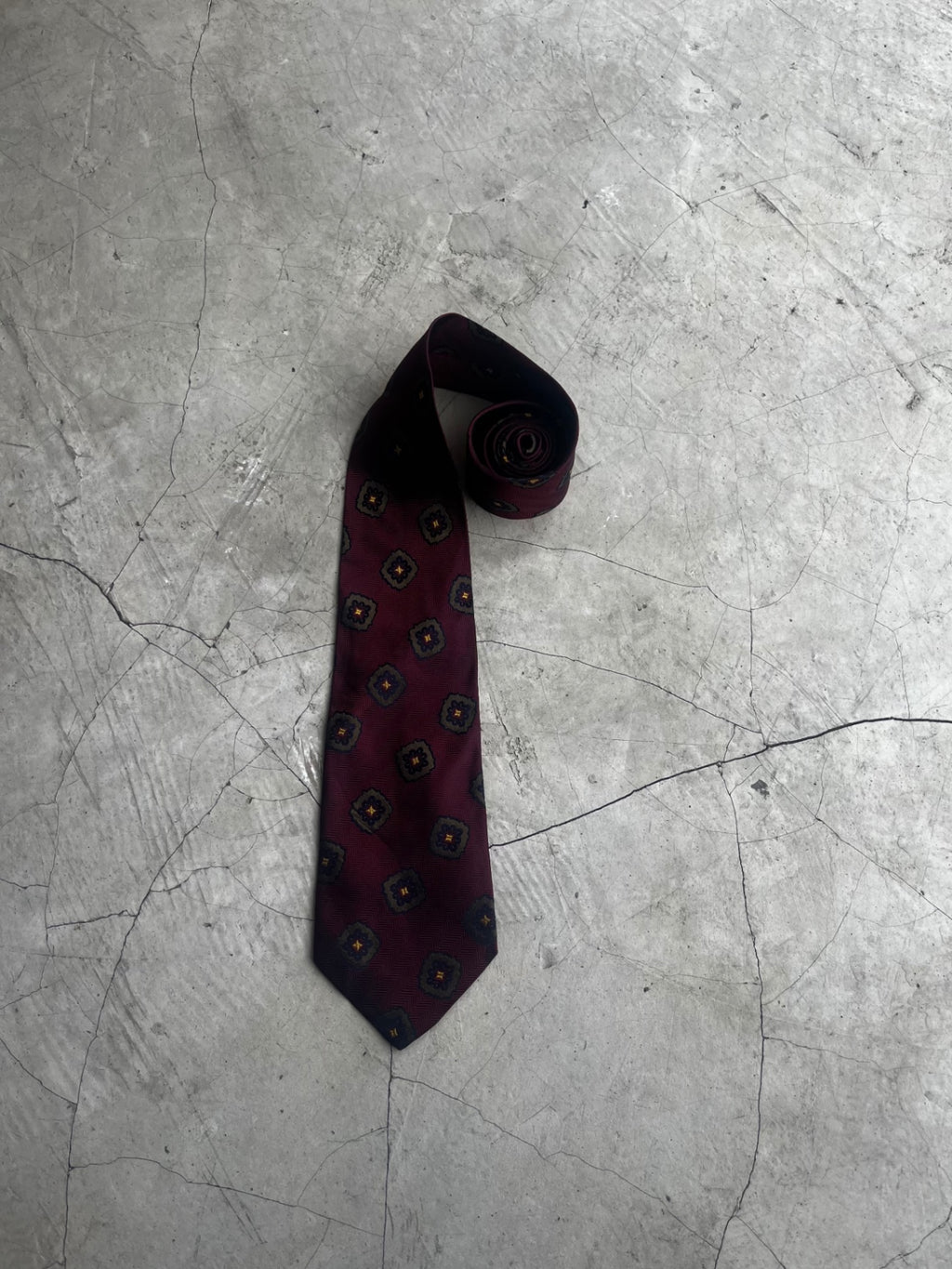 Christian Dior Maroon Medallion Tie