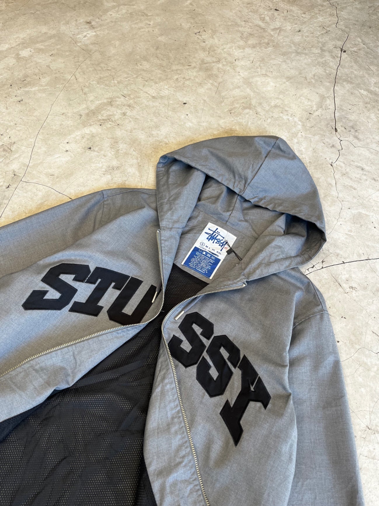 Stussy Grey Zip Up Hoodie