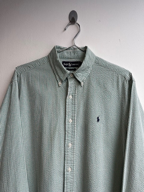 Ralph Lauren Green Striped Textured Shirt