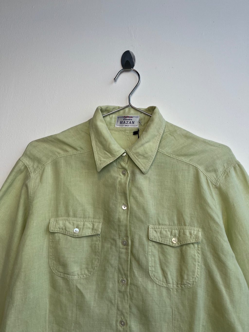 Green Quarter Sleeve Button Up Shirt