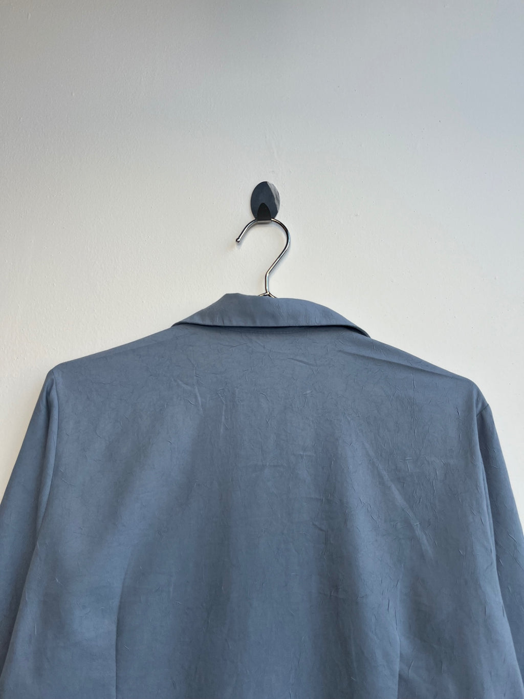Blue Ruffle Zip Up Shirt