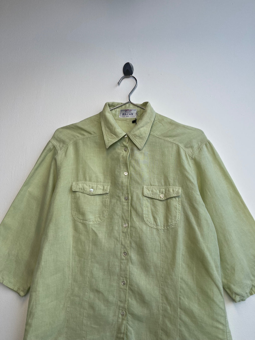 Green Quarter Sleeve Button Up Shirt