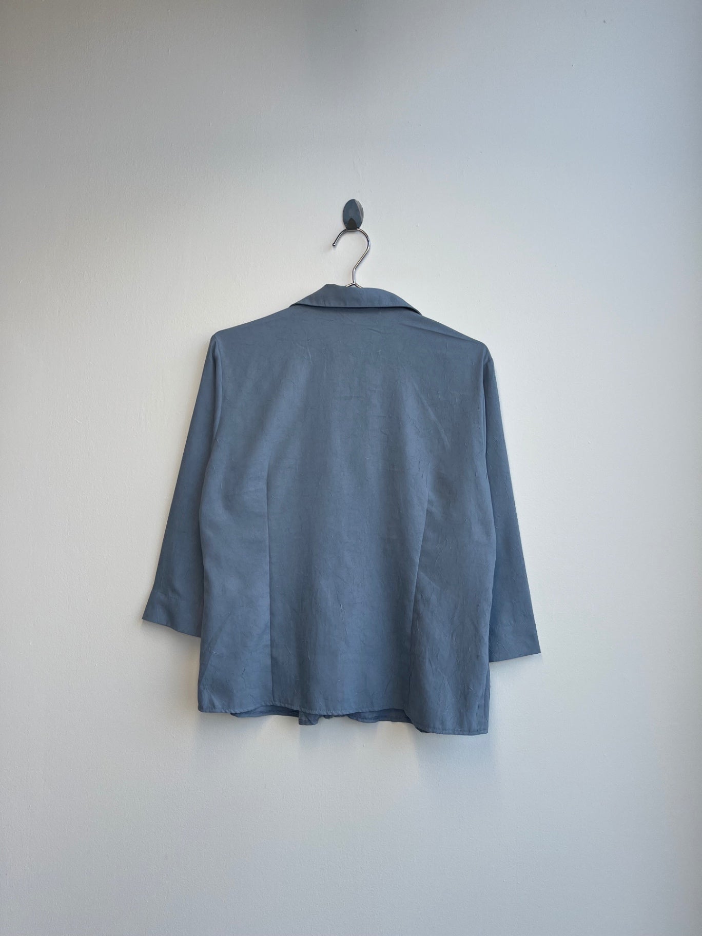 Blue Ruffle Zip Up Shirt