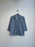 Blue Ruffle Zip Up Shirt