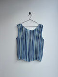 Blue Striped Pleated Top