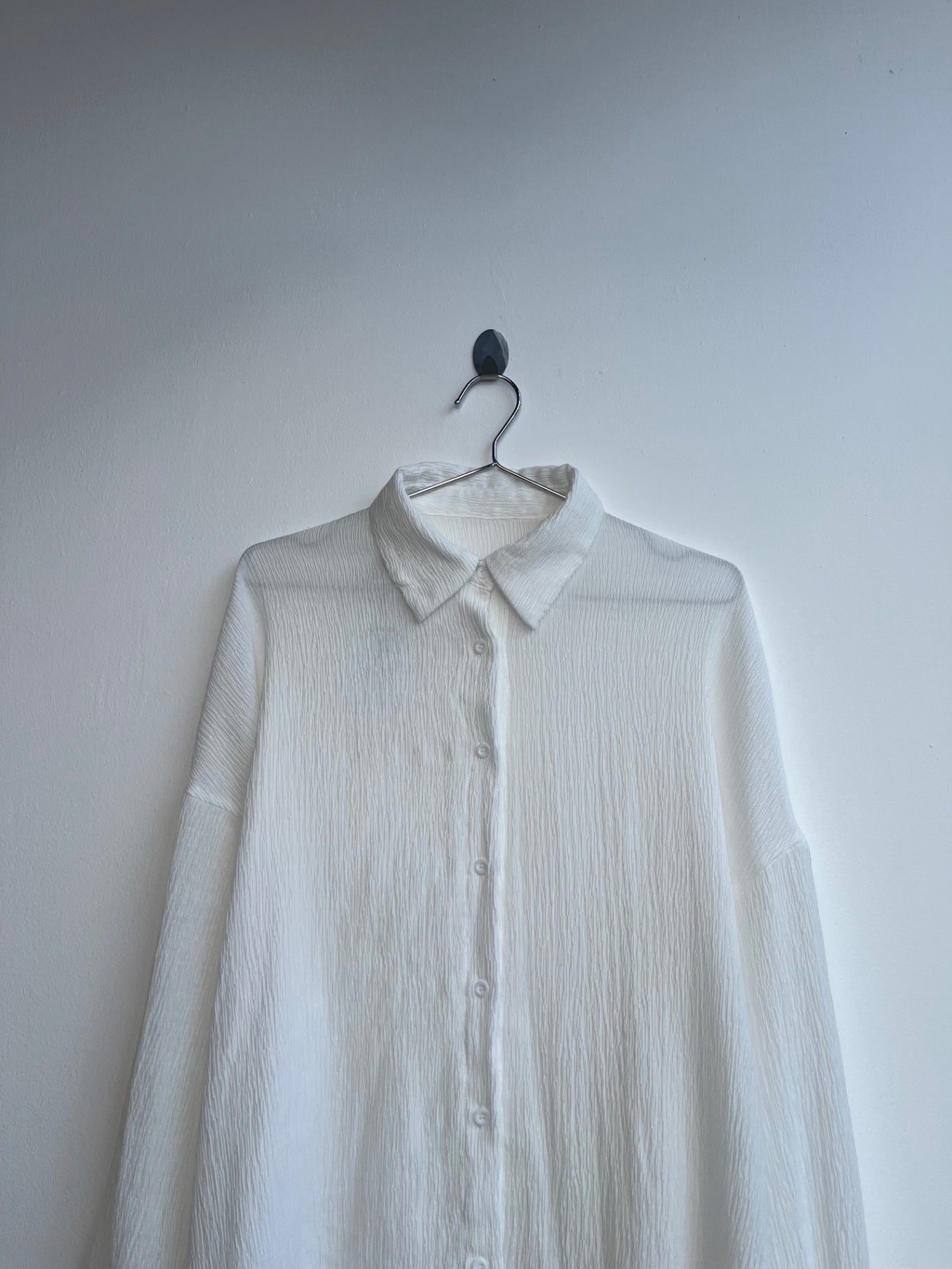 White Crinkle Chiffon Shirt
