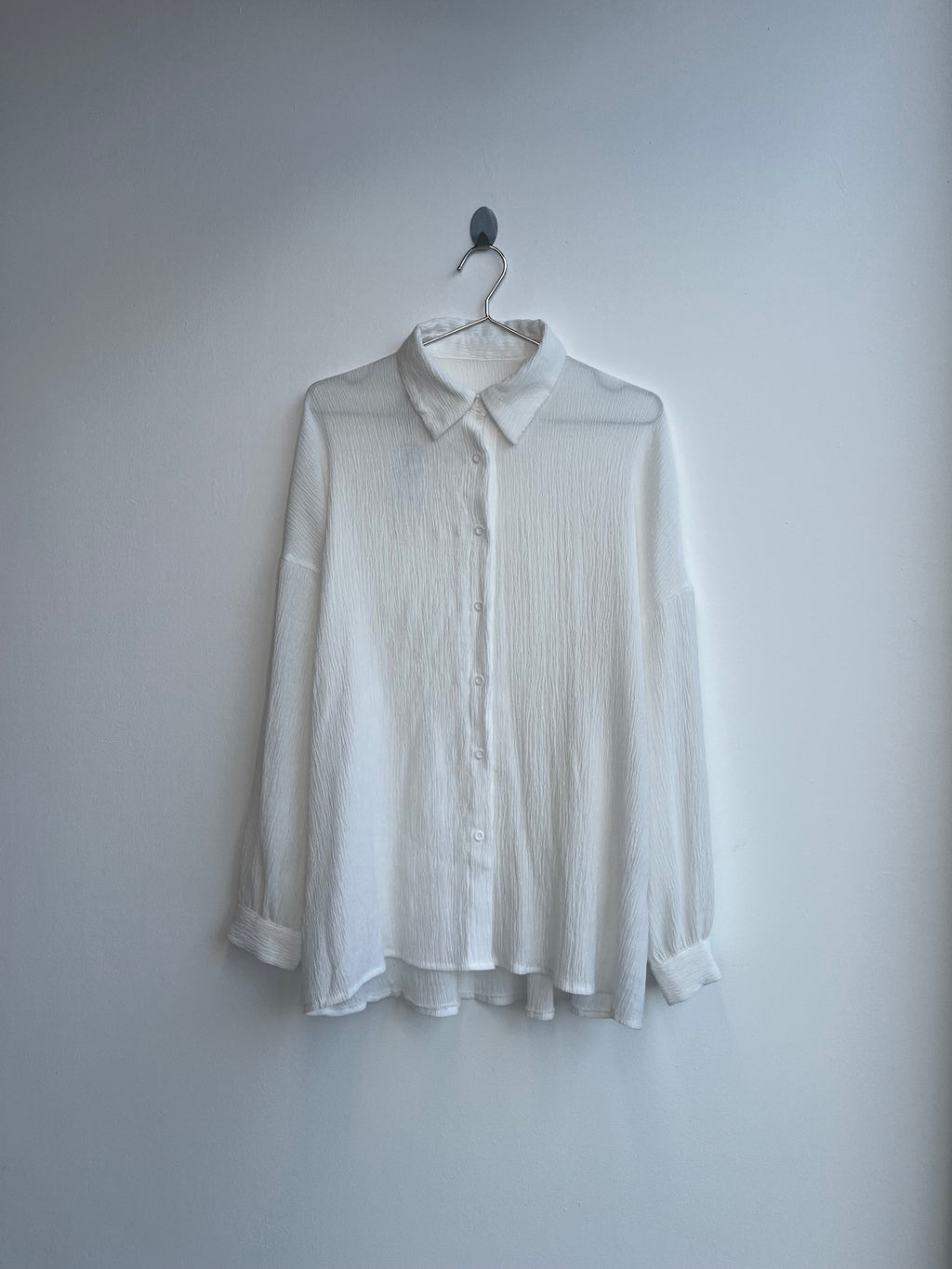 White Crinkle Chiffon Shirt