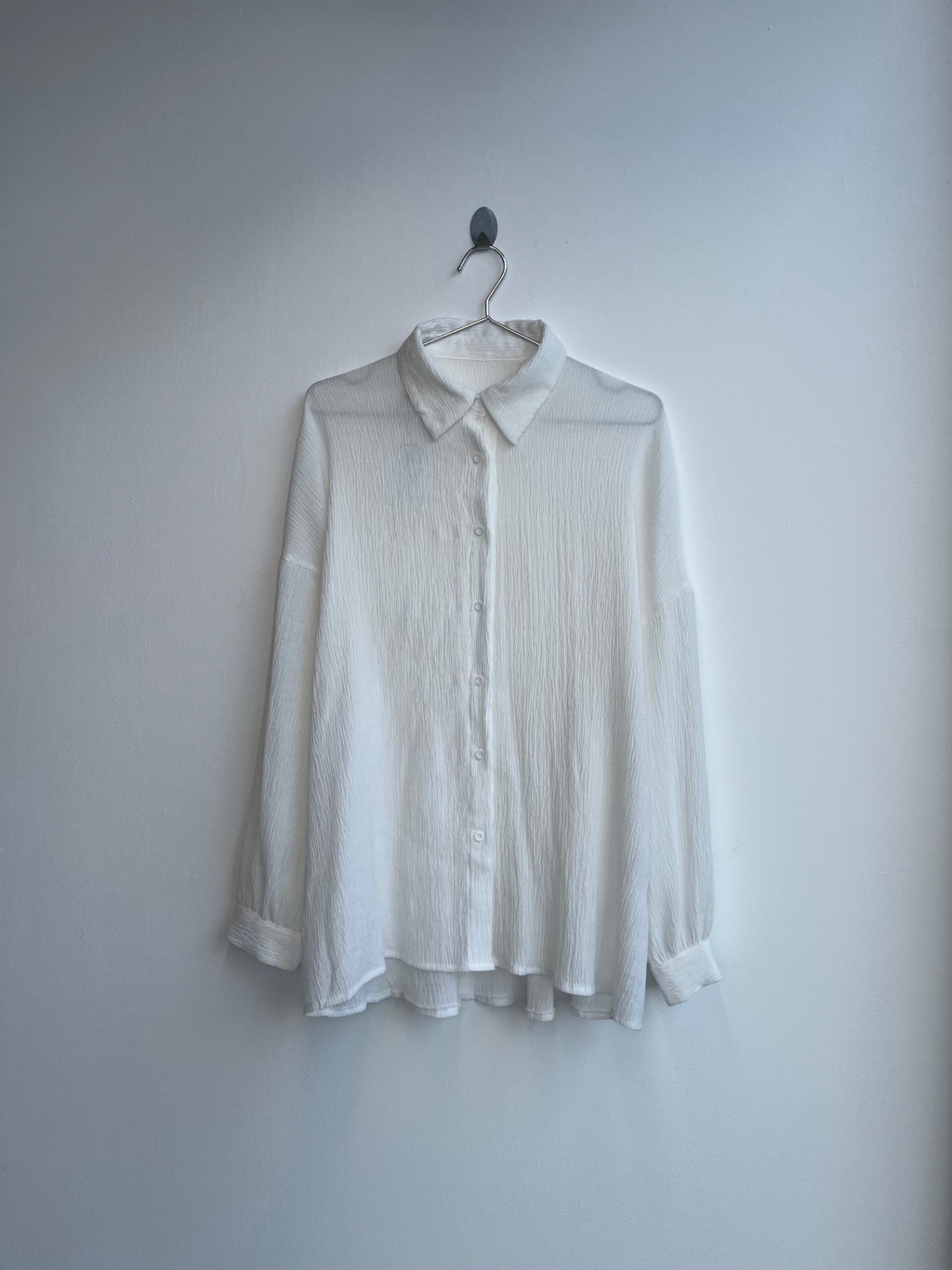 White Crinkle Chiffon Shirt
