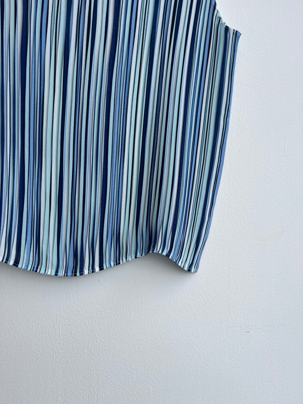 Blue Striped Pleated Top