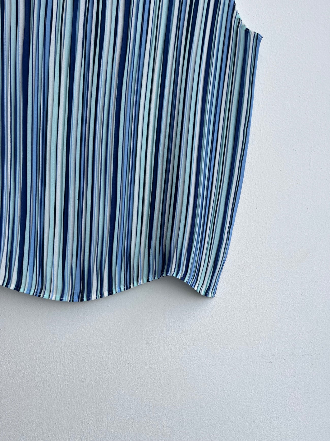 Blue Striped Pleated Top