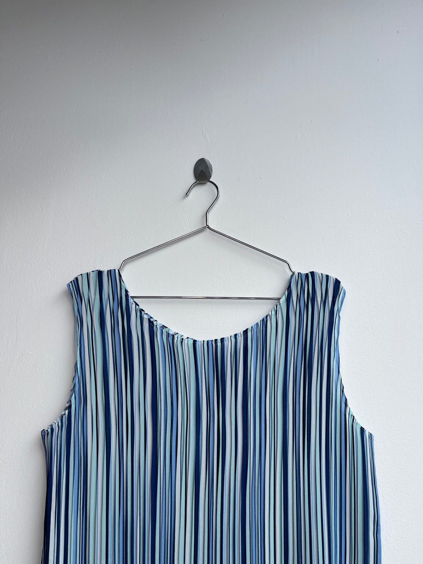 Blue Striped Pleated Top
