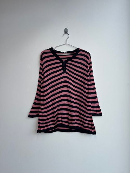 Pink and Black Striped Top