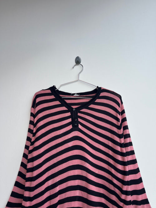 Pink and Black Striped Top