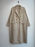Cream Double Breasted Long Coat