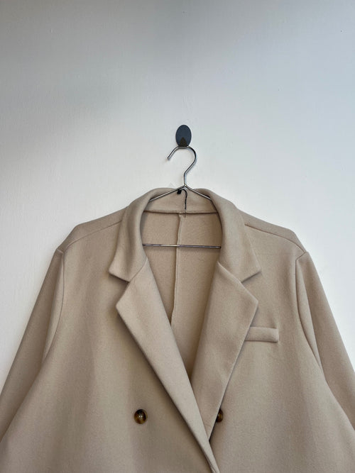 Cream Double Breasted Long Coat